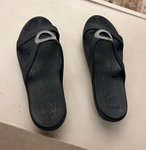 CROCS Black Slip-On Thong Sandals with Silver Accent 11 W thumbnail 1
