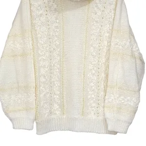 80s Vintage Le Chois Ivory Thick Knit Sweater Women's Size Large thumbnail 5