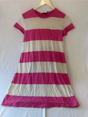 Ralph Lauren Pink and White Striped Midi Dress thumbnail 1