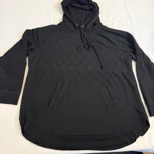 Maurices Womens XL Black Quilted Chest Pullover Hoodie Sweatshirt Curved‎ Hem thumbnail 1