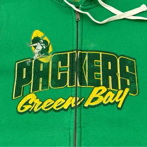 Retro Sport Green Bay Packers Football Green Full Zip Hoodie Sweatshirt Womens L thumbnail 2