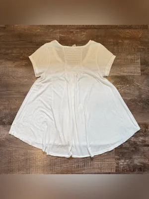 White Crow Liliana Babydoll White Top Button Front Flowy Boho Cottage-core XS thumbnail 4