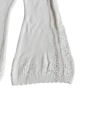 LoveShackFancy White Toro Crochet Flare Pants Wide Leg Pointelle X-Small Women's thumbnail 10