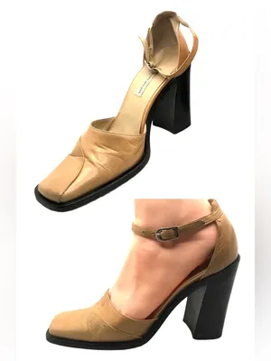 Vintage 1990'S Chuckies New York Strategia Tan Mary Jane Leather Heels (36) thumbnail 2