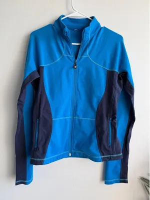 Lululemon Womens Blue Navy Full Zip Mock Neck Athletic Track Jacket Size 10 thumbnail 1