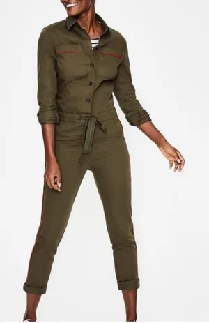 Boden Olive Denim Jumpsuit Green Size 8 thumbnail 1
