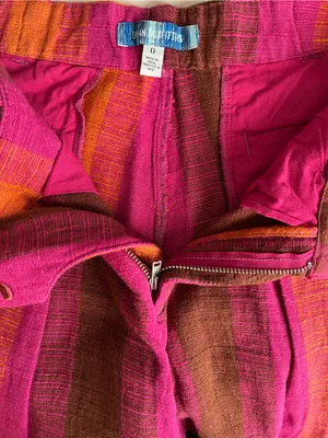 Urban Outfitters• Pink & Orange Low Rise Wide leg Martina Linen Trouser• Sz 0 thumbnail 6