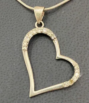 Vintage Signed 925 Italy Sterling Silver Open Heart CZ Pendant Necklace 6.4g thumbnail 11
