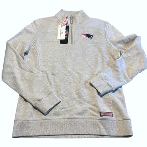 Vineyard Vines Patriots Pullover Women XS Gray Preppy NFL Quarter Zip Sweatshirt thumbnail 3