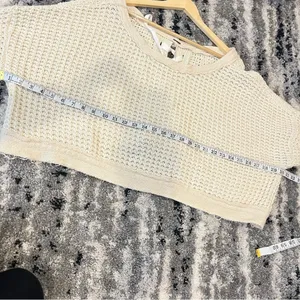 Free People | Lace Up Back Oversized Waffle Knit Sweater Ivory Small thumbnail 10