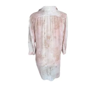 Wilfred 100% Silk Cream/pink Hi Low Henley Blouse‎ Old Money Flowy Career Small thumbnail 5