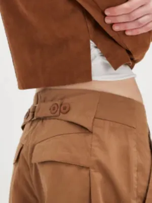 NWT Free People Wide Leg Buckle Back Pants Tobacco Brown Size 12 Retail $148.00 thumbnail 6