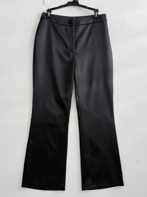 NEW ZARA WOMAN Black SATIN Flare Leg Trousers Dress Pants MEDIUM High Rise thumbnail 2