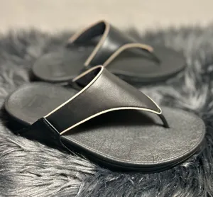 FitFlop Lulu Black Pink Leather Thong Sandals Size 8 thumbnail 1