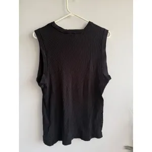 We The Free Black‎ Ribbed Muscle Tank Top Raw Edge Sleeveless Crew Neck Large thumbnail 3