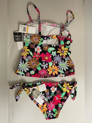 Salt & Cove SET NWT Biking Swimsuit Multi Colored Size S Junior Black thumbnail 4
