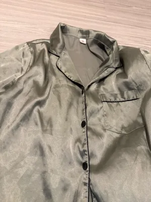 Satin Pajama Set Sage Green - Women's Sleepwear Small *missing bottom buttons thumbnail 2
