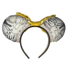 Disney Mickey Ears Headband hair bow handmade Winnie the Pooh bear honey bees thumbnail 2