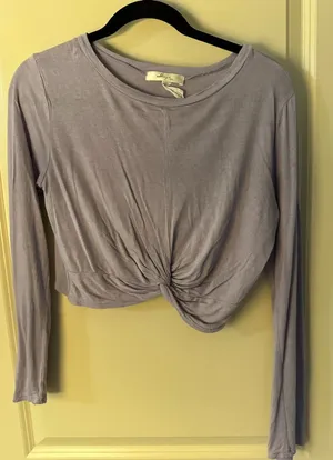 Gaze Purple Thin Longsleeve Knot Top Women'x Sz Medium thumbnail 1
