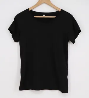 Fashion Go & Taste Black V-Neck Short Sleeve Basic Slim Fit Tee Shirt Small thumbnail 1