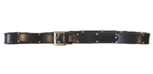 Leather Belt with Silver Rivets & Buckle Plus sz Black thumbnail 1