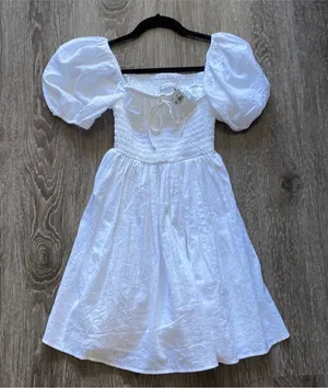 Abercrombie & Fitch Summer Cottagecore Bow Mini Little White Dress thumbnail 1