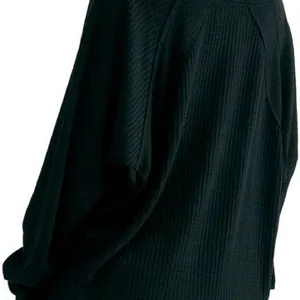 Free People Womens Santa Clara Thermal Black Long Sleeve Pullover Size Medium thumbnail 4