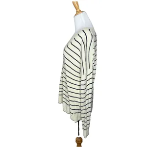 J Crew Cream Black Striped V Neck Sweater Size Medium Womens Wool Blend thumbnail 2