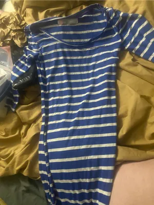 Free People Beach Blue and White Striped Dress thumbnail 1
