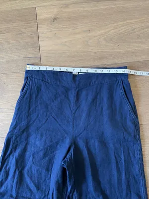Joie Navy Blue Wide-Leg Pull-On Pants Size Medium 100% Linen thumbnail 3