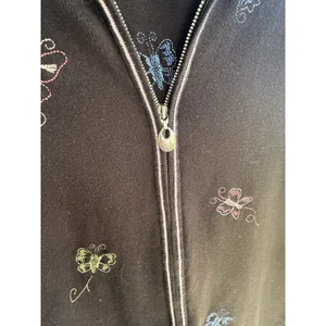 VNTG CJ Banks Women's Embroidered Tank And Cardigans‎ Set. Size 1X In Black thumbnail 3