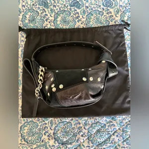 Zadig & Voltaire Black Leather Le Cecilia Patchwork Silver Studded Shoulder Bag thumbnail 7