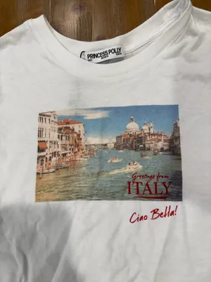 Princess Polly Lower Impact Italy Love Cropped Baby Tee Women's US Size 2 NWT thumbnail 3
