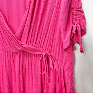NWOT Torrid Pink‎ Swiss Dot Surplice Pockets Midi Dress 2X thumbnail 7