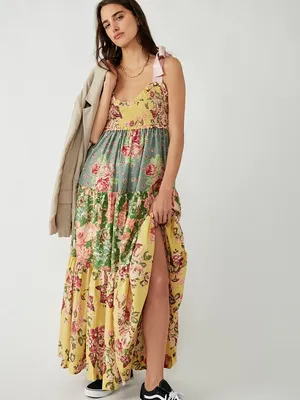 Free People Bluebell Dress M Maxi Cottage Core Floral Rare/HTF Farmhouse EUC thumbnail 4