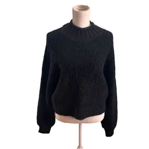 AE Bouclé Mock Neck Sweater Black M Black Size M thumbnail 6