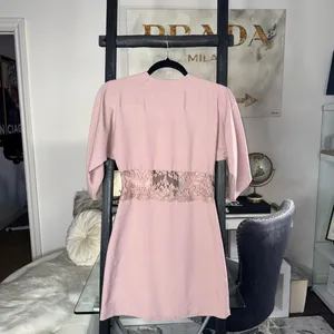 ASOS Blush Pink Lace Panel Mini Dress Open Back Soft Kimono Sleeves Womens 0 New thumbnail 3