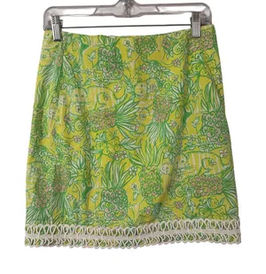Lilly Pulitzer Size 2 Crazy Cat‎ House Print Cotton Mini Skirt with Crochet Trim thumbnail 1