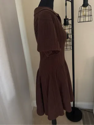 Anthropologie Brown Ribbed Knit A-Line Mini Sweater Dress NWT Small thumbnail 5