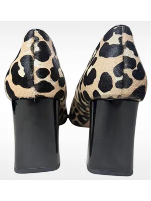 Women's Michael Shannon Leopard Print Heels Size 8 Beige Black thumbnail 4