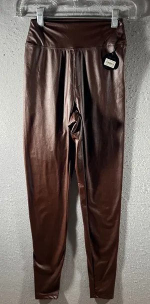 941 | NWT Aerie‎ OFFLINE Real Luxe Faux Leather Hi-Rise Leggings Brown Womens S thumbnail 1
