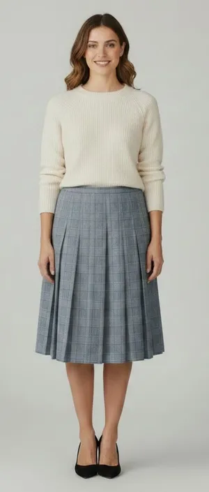PENDLETON Houndstooth 100% Wool Pleated Skirt Size 10 thumbnail 1