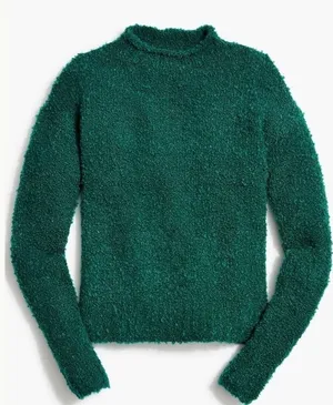 J.Crew Boucle Mockneck Sweater Autumn Pine Green Wool Alpaca Blend BL773‎ XS thumbnail 1