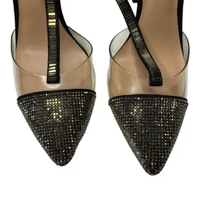 INC International Concepts Kaylona Clear Rhinestone T-Strap Pointed Toe Heels 6M thumbnail 5