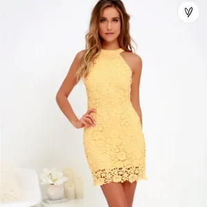 Lulu’s Love Poem Butter Yellow Lace Mini Dress Size Small thumbnail 9