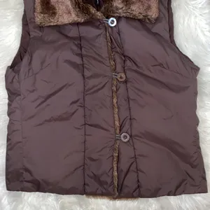 Todd Smith Brown Button Down Faux Fur Collar Vest thumbnail 4