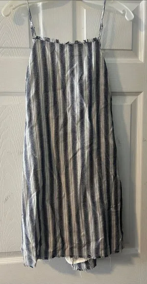essue Navy and White Striped Mini Slip Dress thumbnail 1