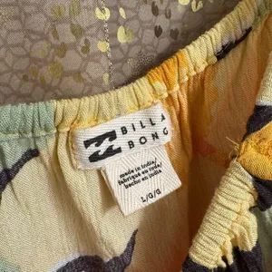 Billabong Yellow Orange Pink Floral Sun City Puff‎ Sleeve Crop Blouse Large thumbnail 3