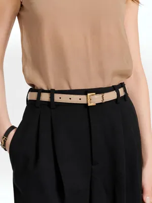 Saint Laurent Cassandre Logo Belt Square Buckle Leather Beige Size 90/36 thumbnail 2