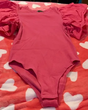 Zara Pink Ruffled Sleeve One Piece thumbnail 1